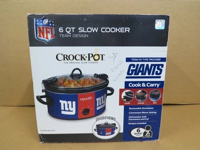 OFFICIAL NFL New York Giants Crock-Pot 6 QT Tailgate Carry Slow Cooker NEW IOB - Image 1 of 4