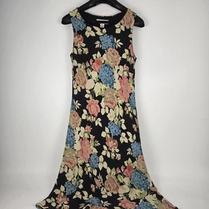 Vestido Esquinero Informal Negro Floral Talla 8 Forrado con Cremallera - Imagen 1 de 6