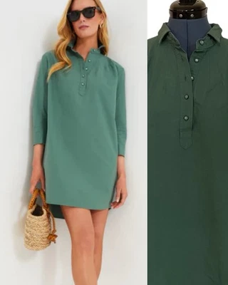 Tuckernuck Pomander Place Green Polly Mini Shirt Dress Preppy Capsule Coastal L - Image 1 of 4