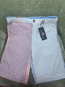 Pantaloncini corti da ragazzo Vineyard Vines Seersucker Party Breaker 14 marinai rosso blu - Foto 1 di 4