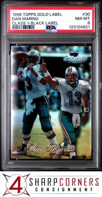 1998 TOPPS GOLD LABEL CLASS 1 BLACK #30 DAN MARINO HOF POP 2 PSA 8 - Image 1 of 2