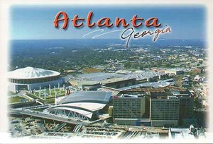 Georgia Dome, Atlanta Falcons, Philips Arena, Hawks, CNN Center Stadium Postcard - Picture 1 of 2