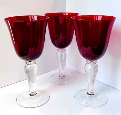 Набор из 3 рождественских столиков кубки клюквенного красного вина ручной работы с прозрачным стержнем - Изображение 1 из 4