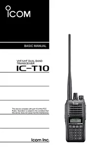 Manual básico Icom IC-T10: 32 páginas, encuadernado en bobina, envío gratuito - Imagen 1 de 2