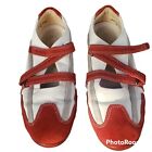 ECCO Women?s Leather Strap Street Wear Shoe Red White Fasten Close Size 38/7.5