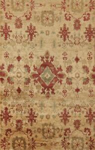 Beige Geometric Oriental 6x8 Area Rug Handmade Jute/ Wool Carpet