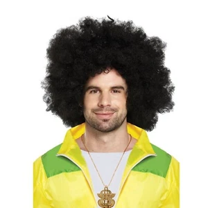 JUMBO CURLY AFRO BLACK WIG Adult Fancy Dress Style 70's Hair Accessory H36169 - Picture 1 of 4