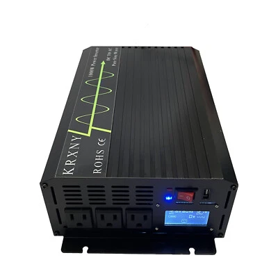 US Car Power Inverter 1000W 12V to 120V 60HZ Pure Sine Wave LCD Display USB  - Image 1 of 4