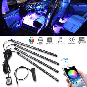 4x 72 LED Car Interior Footwell Lights Strip APP Control Neon Atmosphere Lamp - Picture 1 of 10