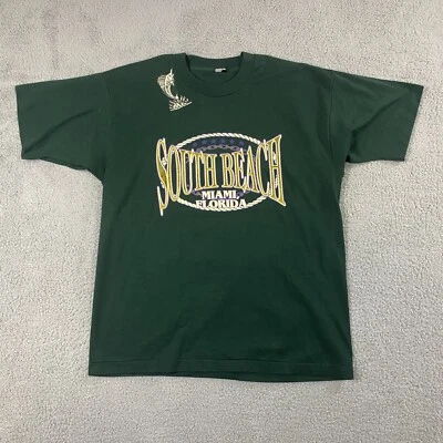 Vintage Miami Florida South Beach Mens T Shirt Size Large Single Stitch Tee - Image 1 of 4