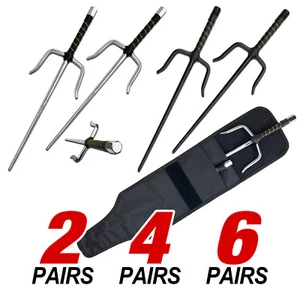 Metal Sai Martial Arts Weapon, Chrome or Black (Pair) - Add Pouch Case - Imagen 1 de 6