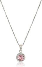 Sterling Silver Crystal Halo Pendant Necklace 18"