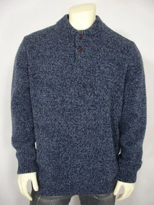 L.L. BEAN 100% LAMBSWOOL KNIT MIXED BLUE 2 BUTTONS FRONT SWEATER MEN'S XXL TALL  - Picture 1 of 10