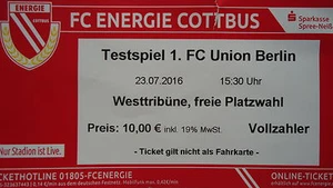 TICKET Testspiel 23.7.2016 Energie Cottbus - Union Berlin - Picture 1 of 1