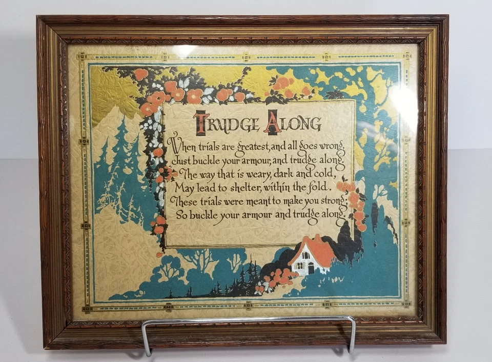Vintage Framed Motto "Trudge Along" 11" x 9" Great Pre-owned Condition - Image 1 of 4