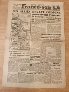 WW2 WAR 39/45 NEWSPAPER FRANCE EVENING 1 MARCH 1945 COLOGNE BERLIN BOMBED - Picture 1 of 1