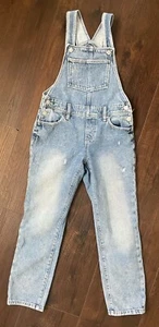 Old Navy Denim Overalls Medium Blue, Minor Distressing, Girls Size 10-12 - Picture 1 of 4