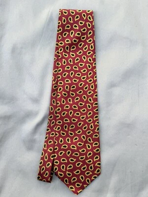 "Corbata grande de seda de cachemira Coach roja/dorada/negra de 3,75"" 58"" EXC Italia" Foto 1 de 4