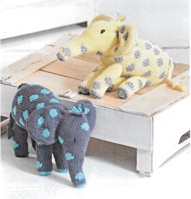 Photocopy Knitting Pattern - Little Elephant Toy 17cm DK - 0416