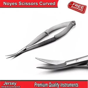 Micro Noyes Spring Scissors Curved Eye Tissue Trimming Ophthalmic Surgery Shears - Picture 1 of 5