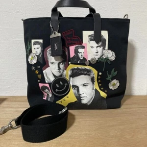COACH Limited Edition ELVIS Collage Black Canvas & Leather Tote 86877 EUC - Picture 1 of 6