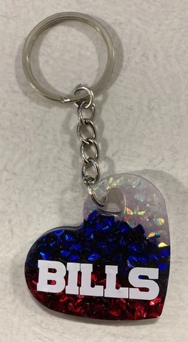 Buffalo Bills Key Chain NFL Football Resin Heart Cute Cover