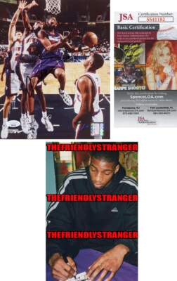 Foto firmada por Tracy McGrady "TORONTO RAPTORS" 8x10 PRUEBA Crazy Shot certificado de autenticidad JSA raro Foto 1 de 4