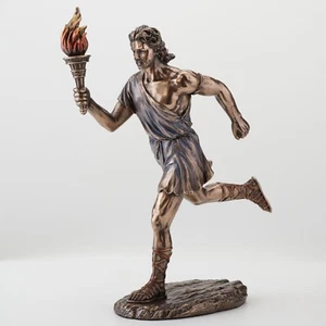 9 Inch Running Olympic Marathon Torchbearer Cold Cast Resin Bronze Finish Home - Picture 1 of 4