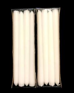 32PK White Unscented Dinner Candle Tapered 25cm Plain White Taper Candles Bulk 