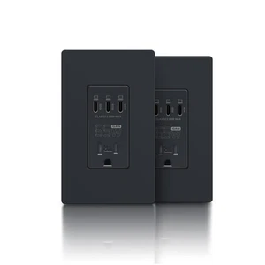 Presa USB C Nera Prese, 65W Fast GaN Caricabatterie da Parete Prese, 15 Amp... - Foto 1 di 8