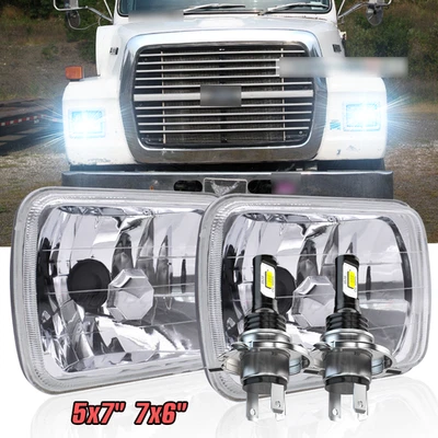 FIT Ford L9000 L800 LN700 Trucks 2PC 7x6" 5x7 LED Headlight High/Low Beam - Image 1 of 4