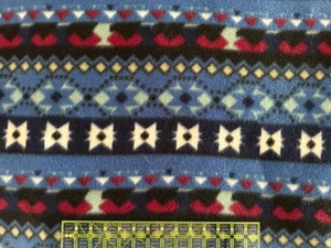 3 1/4 Yards Fair Isle Blue Red Anti Pill Fleece Fabric Blanket Material 65” Wide - Picture 1 of 3