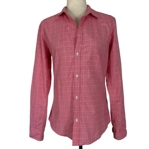 Frank & Eileen Top Damen Medium rosa kariert Barry Knopfleiste Hemd Baumwolle adrett - Bild 1 von 15