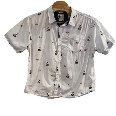 Free Planet Men’s 4X Nautical Print Eco Friendly White Shirt Lightweight Sailing - Image 1 of 4