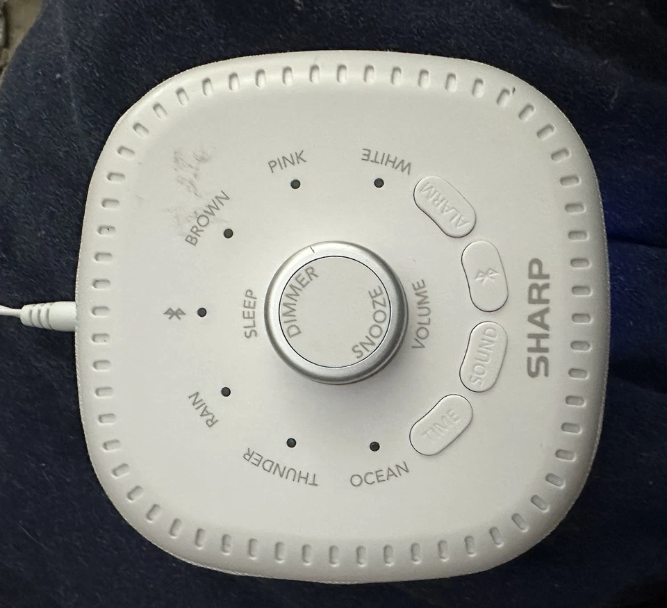 Sharp Alarm Clock Dream Caster Sound Machine White Tested Blue Tooth Speaker - Image 1 of 3