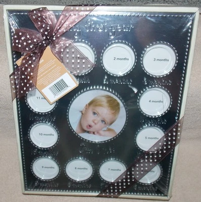Carter's Smileyhappy My First Year Baby Photo Frame Collage Silver New Sealed - Image 1 of 4