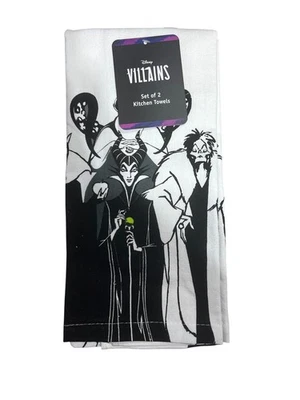 Pack de 2 toallas de mano de cocina villanos Disney Halloween Maléfica Úrsula Cruella Foto 1 de 2