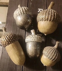 5pc Martha Stewart Acorn Set Autumn Fall Table Top Decor Thanksgiving 5" - 7" - Picture 1 of 12