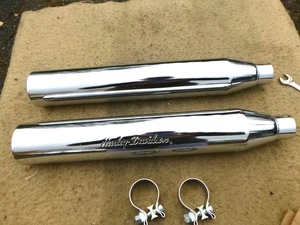 N.O.S. HARLEY DAVIDSON S.E. SOFTAIL BLUNT CUT CHROME SHOTGUN MUFFLER SET80137-97 - Picture 1 of 11