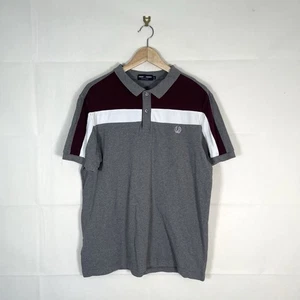 Fred Perry Polo Shirt Men’s Grey White Black UK Size XL Cotton - Picture 1 of 9