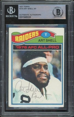 Art Shell Signed 1977 Topps Card #270 Oakland Raiders BAS Slabbed Auto - Image 1 of 2