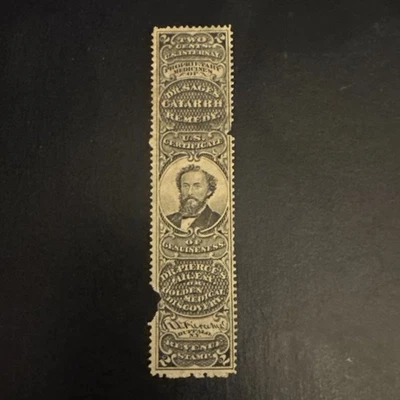 R. V. Pierce Catarrh 2c U.S. Internal Revenue #RS190 Private Die Used Ng Damaged - Image 1 of 2