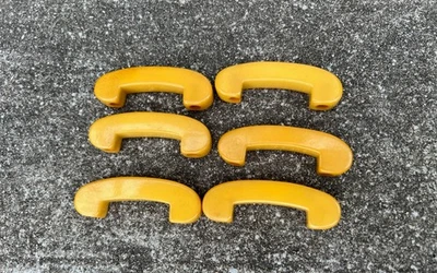 6 tiradores/manijas de cajón Art Deco amarillo semitranslúcido de baquelita vintage Foto 1 de 4