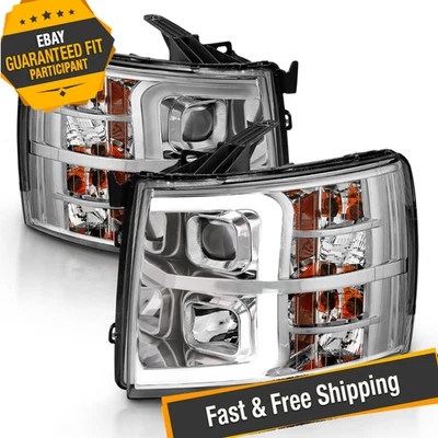 Anzo Chrome LED U-Bar Projector Headlights for 07-13 Chevy Silverado 3500 HD Foto 1 de 4