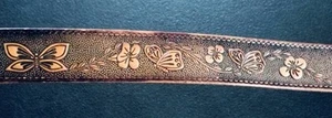 Schmetterling Blume Design Silber Schnalle Ledergürtel 1 1/2" handbesetzt Größe 44" - Bild 1 von 10