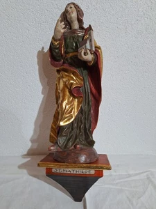 alte Heiligenfigur Holz Heilige Mathilde Mathilda  geschnitzt farbig gefaßt - Bild 1 von 3
