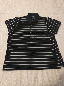 Lauren Ralph Lauren Women Size 2X Black Striped Gold Buttons Logo Polo Shirt￼ - Picture 1 of 7