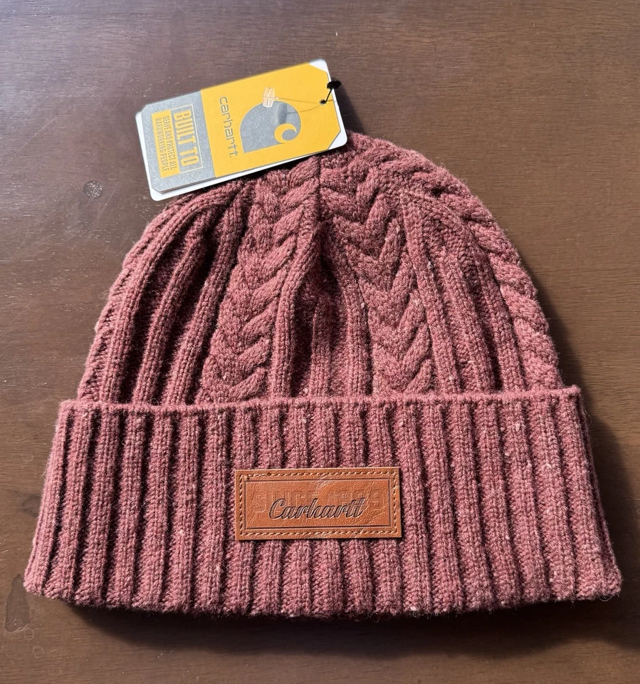 Gorro de pescador tejido acanalado Carhartt para mujer Sable rojo granate mezcla de lana hilo Foto 1 de 4