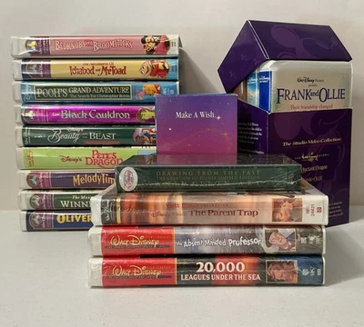 Lot of 17 Disney VHS Tapes (4 Sealed!!): Melody Time, Oliver And Company, Pooh + - Image 1 of 4