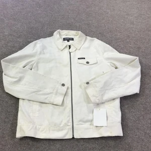 Members Only Jacket Mens Medium White Corduroy Zip Front Casual Coat Trucker - Picture 1 of 12
